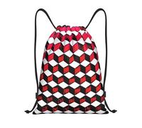 Limpac Sac à dos de sport avec cordon de serrage imprimé écossais rouge 3D - Pour fitness, voyage, plage, sports - Pour homme et femme, Noir , M