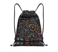 Limpac Sac à dos de sport avec cordon de serrage, motif mathématique, sac de sport, voyage, plage, rangement pour homme et femme, Noir , S