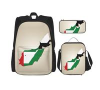 LimPac Sac à dos de voyage élégant avec drapeau des Émirats arabes unis, boîte à déjeuner, trousse à crayons, mignon, résistant à l'eau, durable, léger, noir, taille unique, noir, Rozmiar uniwersalny,