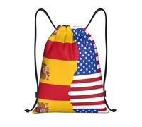 Limpac Sac à dos léger avec cordon de serrage et imprimé drapeau américain Espagne, Noir , S