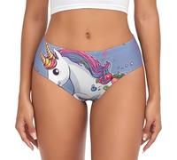 LimPac Sous-vêtements pour femmes imprimé licorne nourriture, culotte élastique douce et respirante, grande taille disponibilité, noir, Small