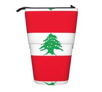 LimPac Trousse télescopique avec drapeau du Liban - Trousse de fournitures PA - Joli organisateur de maquillage de bureau, Noir , Taille unique, Art Eeco