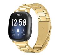 Limque Bracelet en acier inoxydable compatible avec Fitbit Versa 4/Fitbit Sense 2 pour homme et femme - Bracelet de rechange réglable pour Fitbit Versa (doré)