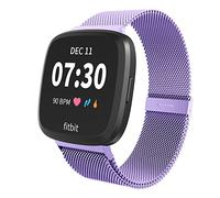 Limque Bracelets magnétiques compatibles avec Fitbit Versa/Versa 2/Versa Lite/SE, unisexe, en métal réglable pour montre connectée Fitbit Versa Multicolore, lavande, Large