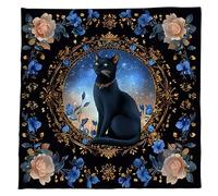 Limtula 1. Nappe de divination en tissu motif chats et fleurs, tarot, décoration murale, décoration murale