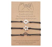 Limtula 3 pcs pour bracelets de carte de meilleur ami soleil, lune et étoile pour bracelets de distance de d ' amitié assortis gif de départ bijoux d ' amitié assortis