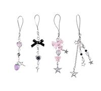 Limtula 4 unités Pendentif de téléphone élégant Chaîne de carte cool Ensemble de breloques de téléphone Pendentif de doux Chaîne cool Convient pour accessoire amusant et original de