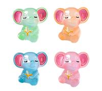 Limtula 4PCS Miniatures Elephant Glowing at Night Fairy Garden Decoration Mini Elephants Resin Cute Figurines Home Decor Dollhouse Room Embellishment