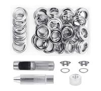 Limtula 50 Ensembles de Kits d ' œillets 20 mm œillets de Couture Couleur Argent Outil de poinçonnage d ' œillets en métal avec boîte de Rangement pour Kits d ' œillets en Tissu de Ceinture en Cuir
