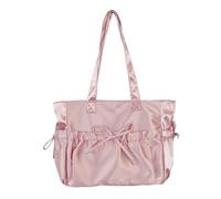 Limtula à main à la mode de japonais à bandoulière plissé avec nœud papillon de capacité à main en nylon de couleur unie pour femmes à bandoulière avec nœud papillon de