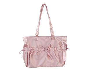 Limtula à main à la mode de japonais à bandoulière plissé avec nœud papillon de capacité à main en nylon de couleur unie pour femmes à bandoulière avec nœud papillon de
