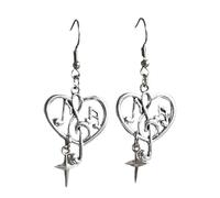 Limtula Beau collier de notes de musique en forme de cœur, boucles d ' oreilles creuses avec un design artistique ajouré, adapté tenues de mode, bijoux à la mode