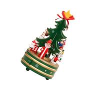 Limtula Boîte à Musique rotative en Bois, Arbre de noël avec, Green | Décoration traditionnelle en bois avec mélodies musicales et ornements de figurines pour les fêtes, décoration de