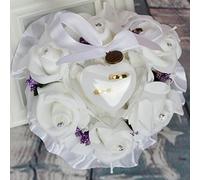 Limtula Boîte de présentation en forme de cœur avec fleur de rose pour coussin de mariage, fiançailles, accessoire de fête