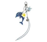 Limtula Breloque de en forme de coquille avec pendentif bleu, détail de fleur et pompon, décoration à clipser pour sacs à main, sacs à ou breloque de téléphone, utilisation quotidienne