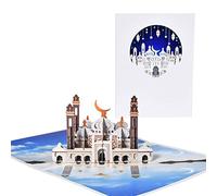Limtula Carte de vœux de mosquée 3D pour l ' aïd islamique, carte de notes du islamique Eid faite à la main avec enveloppe, du nouvel an
