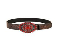 Limtula Ceinture de cowboy vintage turquoise boucle gravée fleur en cuir western jeans western ceintures pour femmes, FQ00068, taille unique