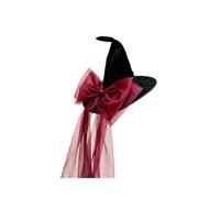 Limtula Chapeau de costume de sorcière à bord avec nœud en surdimensionné, casque à pointue pour déguisement, cosplay, costume gothique de scène, accessoire de fête à bord pointu, ruban en