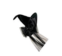 Limtula Chapeau de costume de sorcière à bord avec nœud en surdimensionné, casque à pointue pour déguisement, cosplay, costume gothique de scène, accessoire de fête à bord pointu, ruban en