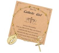 Limtula Chapelet de Vierge Marie avec pendentif en forme de croix en alliage pour un usage quotidien et des occasions spirituelles, One Size, Comme décrit