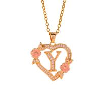 Limtula Collier avec lettres en forme de cœur et de fleur ajouré, bijoux en laiton personnalisables, design léger et élégant pour femmes, chaîne légère et élégante pour femmes
