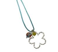 Limtula Collier avec pendentif cœur/fleur pour, ton argent, breloque creuse, chaîne à cordon bleu, bijoux pour le quotidien et les événements, bijoux cœur/fleur creux ton argent pour anniversaire