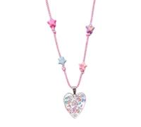 Limtula Collier avec pendentif en forme de cœur, nœud réglable tressé rose, chaîne de cou à breloques colorées transparentes pour les tenues quotidiennes, décontractés, rassemblements, occasions