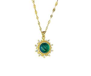 Limtula Collier avec pendentif en forme de fleur de soleil antique à couleur changeante, chaîne ras du cou vintage, bijoux tendance, pierre d ' humeur pour garçons et filles