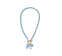 Limtula Collier de créatures marines en céramique fait à la main | Chaîne réglable avec détails bleus et blancs pour les fêtes et options de polyvalentes pour un usage
