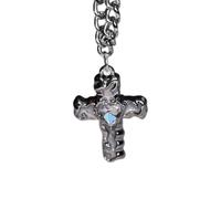 Limtula Collier de mode minimal, B | Forme de pendentif cruciforme, centre d ' accent en forme de cœur, construction en alliage, association facile des