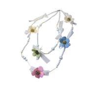Limtula Collier Double brin de perles florales pour femmes, bijoux à la mode, collier de perles à la mode pour femmes