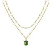 Limtula Collier double couche orné de pierre de décembre et plaqué or 18 carats, chaîne clavicule unique pour femme, collier double couche, standard, Acier allié, Cristal