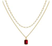 Limtula Collier double couche orné de pierre de décembre et plaqué or 18 carats, chaîne clavicule unique pour femme, collier double couche, standard, Acier allié, Cristal