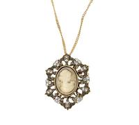Limtula Collier en alliage léger, Sculpture ajourée avec en, camée, chaîne de clavicule, bijoux décoratifs, pendentif rétro embelli