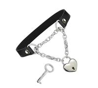 Limtula Collier en cuir PU avec cœur, chaîne réglable | Bijoux punk gothiques faits à la main pour femmes et hommes, adaptés rockers