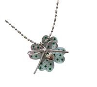 Limtula Collier pendentif à breloque avec quatre pétales, accessoire de chaîne de perles ton argent pour les looks de, collier pendentif à quatre pétales, bijoux à breloques en forme de