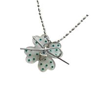 Limtula Collier pendentif à breloque avec quatre pétales, accessoire de chaîne de perles ton argent pour les looks de, collier pendentif à quatre pétales, bijoux à breloques en forme de