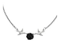 Limtula Collier pendentif clavicule avec pièce maîtresse rose | Chaîne en alliage avec accent d ' oiseau, bijoux gothiques légers pour les fêtes, photos, tenue de tous les jours