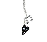 Limtula Collier pendentif coeur décoratif avec breloque acrylique pailletée, accent de note de musique et longue chaîne pour le de tenue