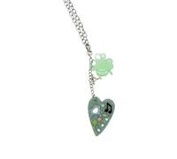 Limtula Collier pendentif coeur décoratif avec breloque acrylique pailletée, accent de note de musique et longue chaîne pour le de tenue