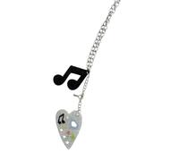 Limtula Collier pendentif coeur décoratif avec breloque acrylique pailletée, accent de note de musique et longue chaîne pour le de tenue