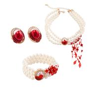 Limtula Collier ras du cou multicouche avec perles de sang pour Halloween, bracelets, boucles d'oreilles, déclaration gothique, accessoire de fête