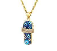 Limtula Collier sophistiqué avec pendentif œil du diable, détail en zircon coloré, bijoux de protection en alliage pour peau sensible, collier de superposition d ' anniversaire