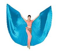 Limtula Costume de danse du ventre professionnel pour femme avec aile d'ange Isiss Danse du ventre avec bâton Cosplay Halloween Danse du ventre avec bâton, bleu lac, No slit wings Simple