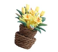 Limtula Décoration de à Feuillage Artificiel pour Maisons de | Petites feuilles de fleurs vertes en pot, décoration en résine pour maisons de poupées d ', accessoires de