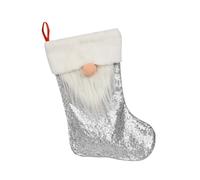 Limtula Décoration de Bas de cheminée, Figurine Textile de, Silver | Accent avec poche pour manchette de barbe et crochet pour un usage domestique festif