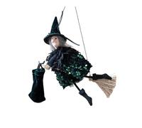 Limtula Ensemble chapeau de sorcière et balai d'Halloween en flanelle robuste - Accessoires de costume pour fêtes à thème et décorations de sorcière