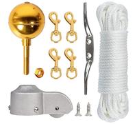 Limtula Ensemble complet d'accessoires de systèmes d'entretien pour mâts de 5 à 6,6 cm, cordon de 15,2 m, fixations métalliques en fonte d'aluminium