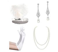 Limtula Ensemble d ' accessoires de costume des années 1920 | Great, années 20 rugissantes, casque à clapet, collier de perles, gants, boucles d ' oreilles, ensemble