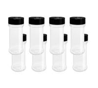Limtula Ensemble De 8 Pots À Épices Transparents Fonctionnels Récipient Rond En Plastique Robuste Pour Poivrons Et Avec Couvercles Noirs À Dessus De Shaker